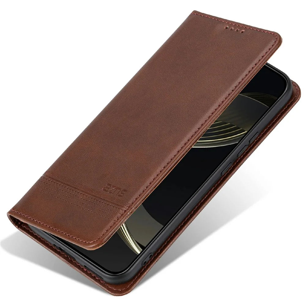 AZNS For Samsung Galaxy A26 5G Case Cowhide Texture PU Leather Wallet Phone Cover - Coffee - 6