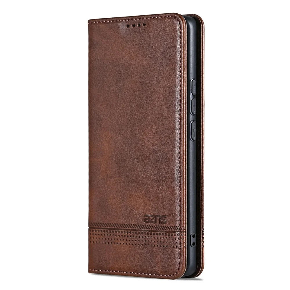 AZNS For Samsung Galaxy A26 5G Case Cowhide Texture PU Leather Wallet Phone Cover - Coffee - 7