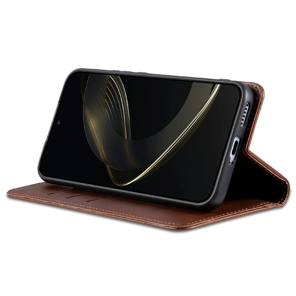 AZNS For Samsung Galaxy A56 5G Case Cowhide Texture PU Leather Wallet Phone Cover - Coffee - 3