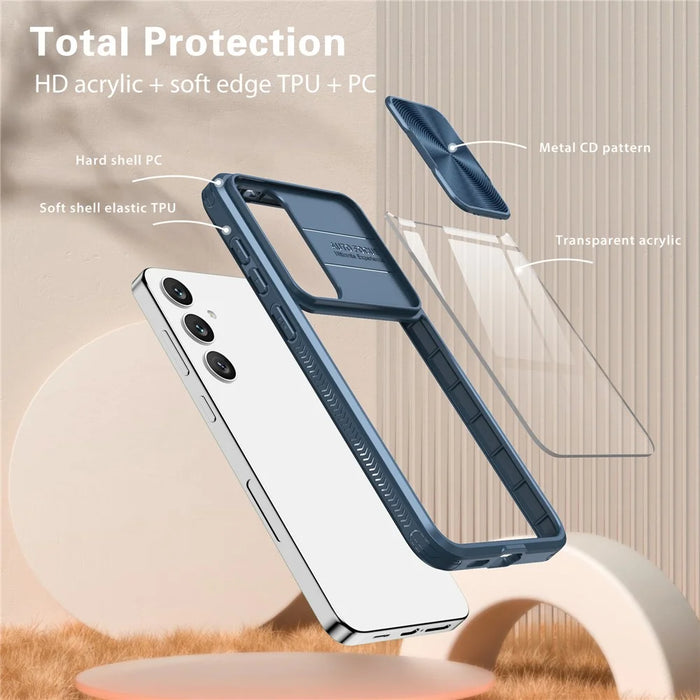 For Samsung Galaxy S25+ Case TPU + PC Clear Phone Cover - Navy Blue - 6