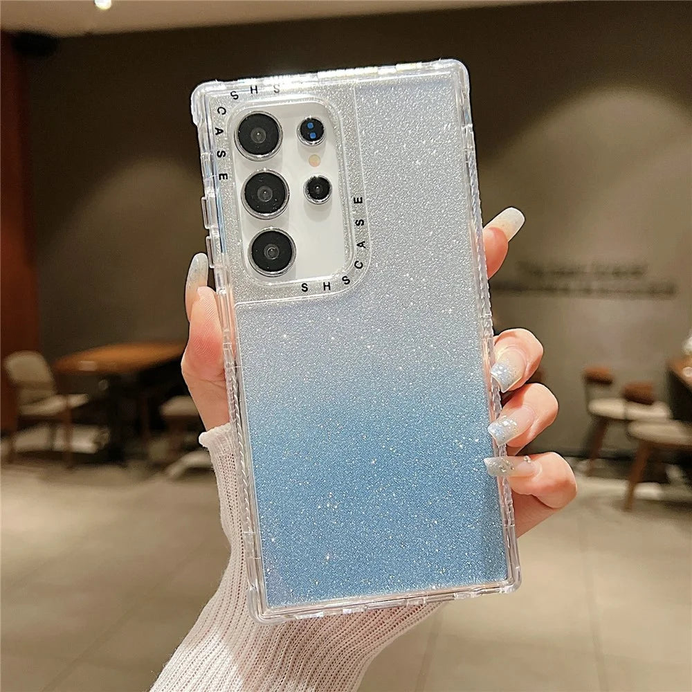 For Samsung Galaxy S25 Ultra Case Glitter Design PC + TPU Shockproof Phone Cover - Blue - 1