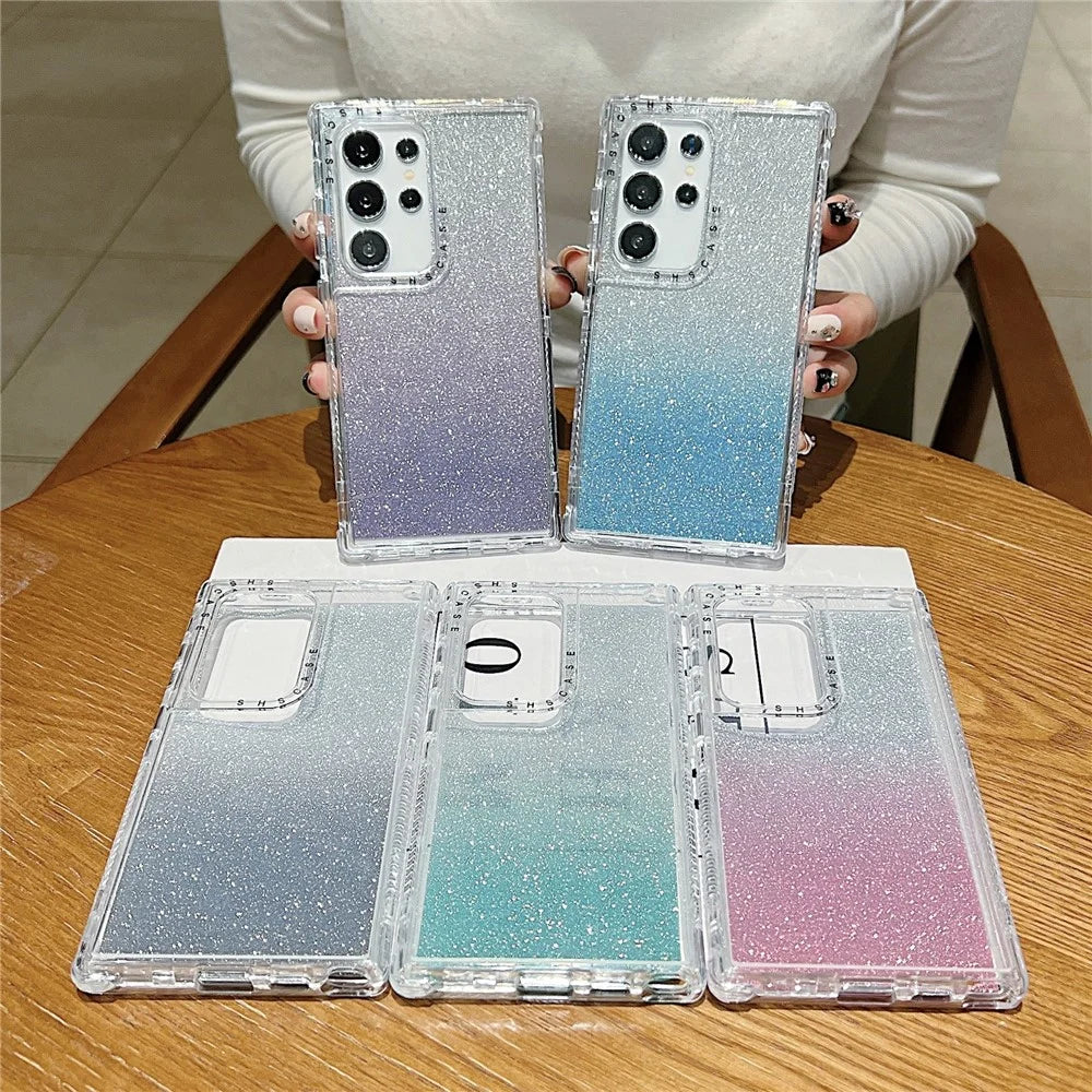 For Samsung Galaxy S25 Ultra Case Glitter Design PC + TPU Shockproof Phone Cover - Blue - 5