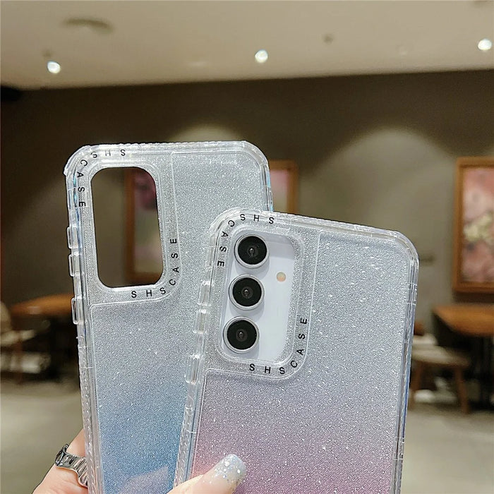 For Samsung Galaxy S25 Case Glitter Design PC + TPU Shockproof Phone Cover - Pink - 6