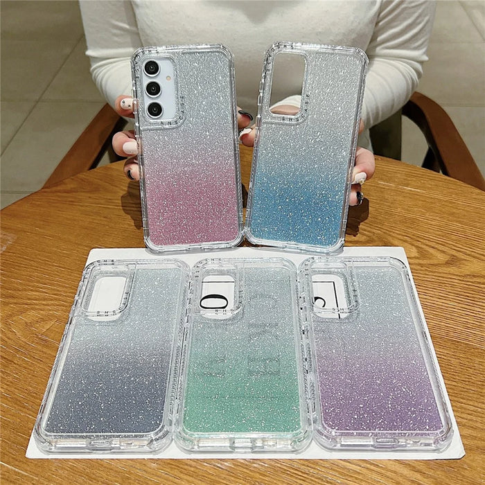 For Samsung Galaxy S25 Case Glitter Design PC + TPU Shockproof Phone Cover - Pink - 7