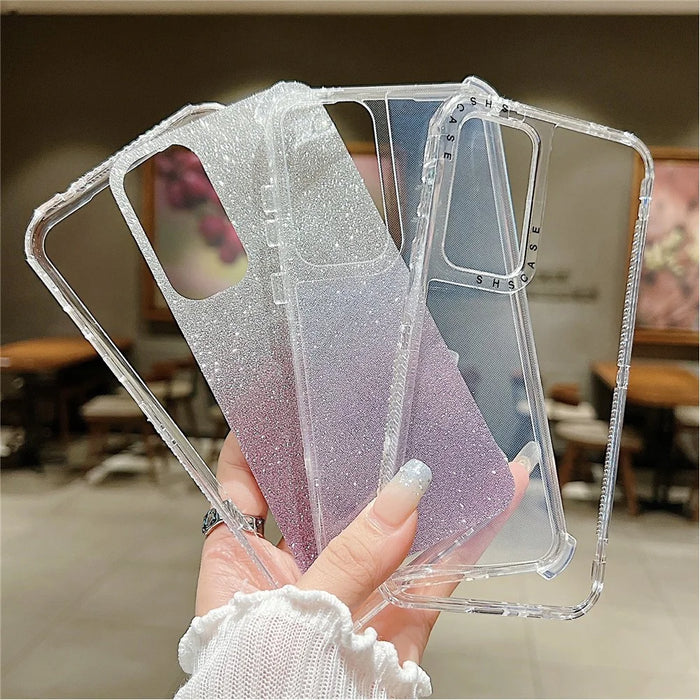 For Samsung Galaxy S25+ Case Glitter Design PC + TPU Shockproof Phone Cover - Pink - 2