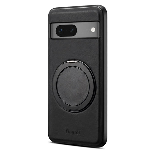 DENIOR A14 For Google Pixel 7 5G Magnetic Case Rotary Kickstand Leather PC TPU Phone Cover - Black - 1