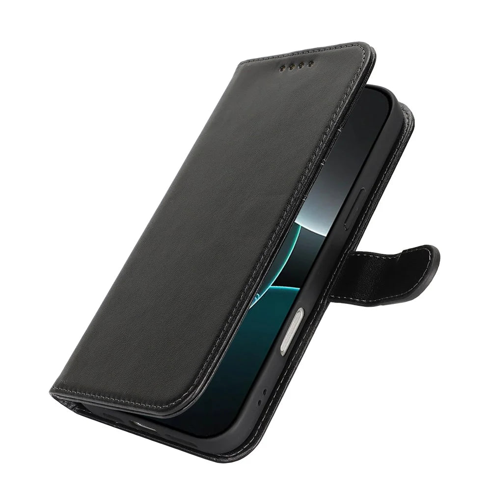 For iPhone 16 Pro Case R61 Texture Wallet Leather Flip Phone Cover - Black - 5