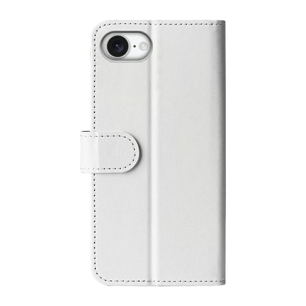 For iPhone 17e / 16e Wallet Case Crazy Horse Texture Stand Leather Phone Cover - White - 6