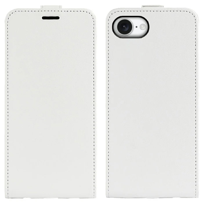 For iPhone 17e / 16e Case with Card Slots Vertical Flip Leather Phone Cover - White - 1