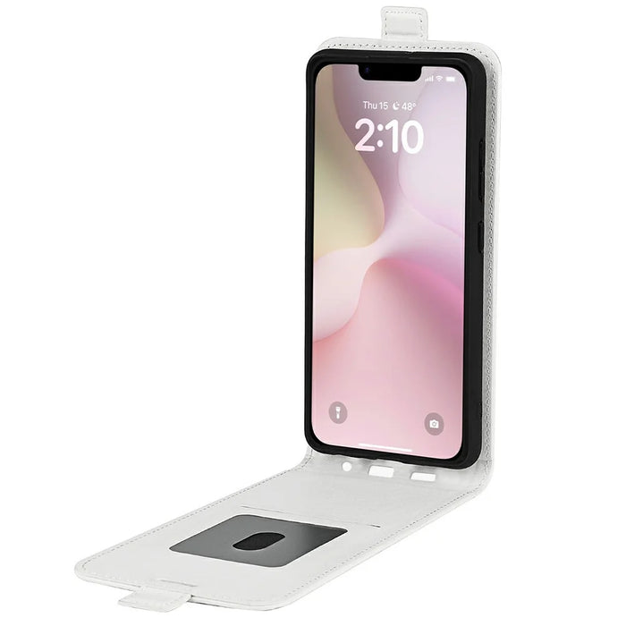 For iPhone 17e / 16e Case with Card Slots Vertical Flip Leather Phone Cover - White - 2