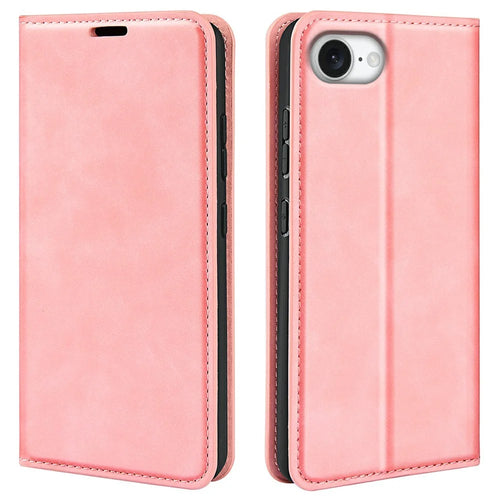 For iPhone 17e / 16e Case Skin Touch Leather Wallet Phone Cover - Pink - 1
