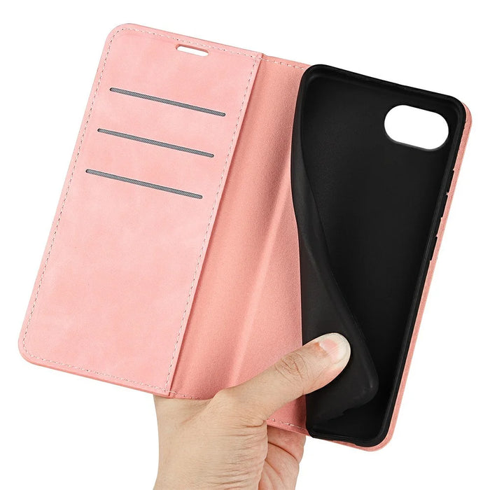 For iPhone 17e / 16e Case Skin Touch Leather Wallet Phone Cover - Pink - 4