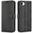 For iPhone 17e / 16e Stand Case Anti-Scratch Calf Texture Leather Phone Cover - Black - 1