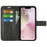 For iPhone 17e / 16e Stand Case Anti-Scratch Calf Texture Leather Phone Cover - Black - 2