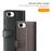 For iPhone 17e / 16e Case Genuine Split Leather Phone Cover with Wallet Stand - Black - 5