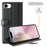 For iPhone 17e / 16e Case Genuine Split Leather Phone Cover with Wallet Stand - Black - 6