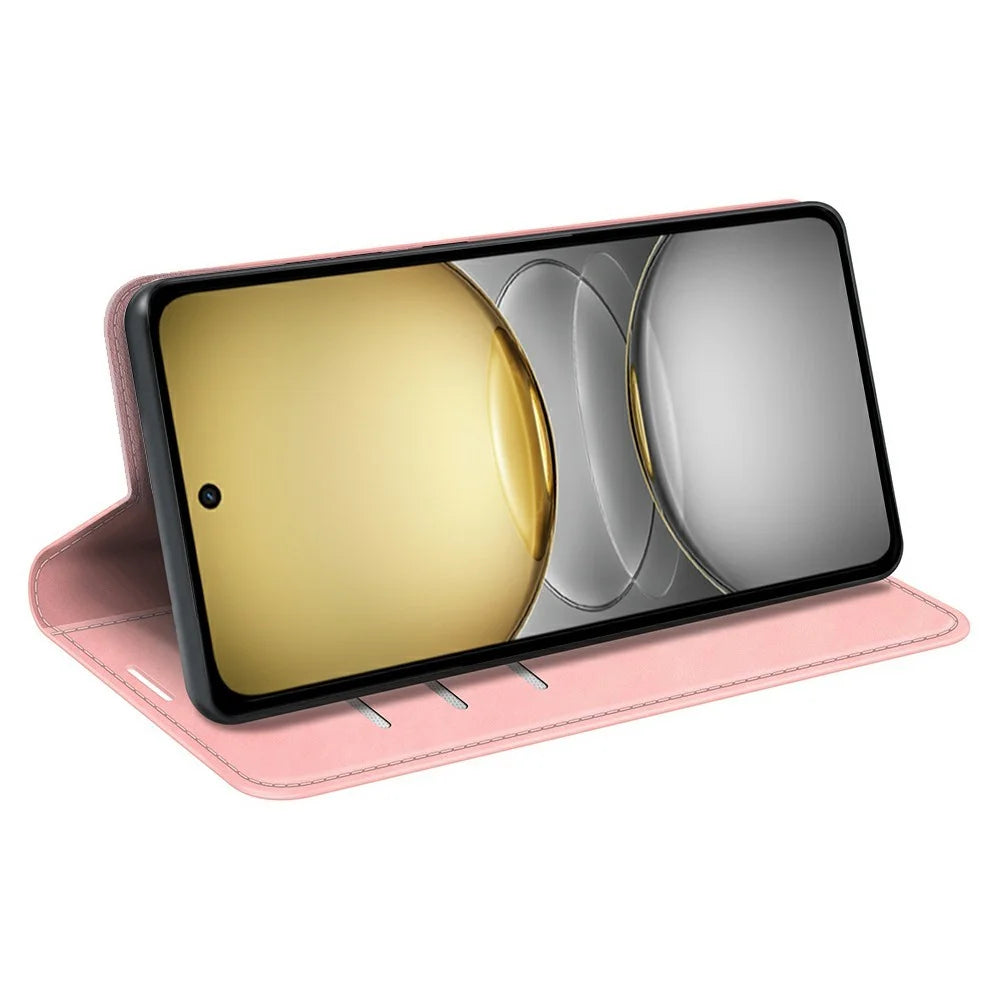 For Realme C75 4G Case Skin Touch Leather Wallet Phone Cover - Pink - 3