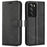 For Realme C75 4G Stand Case Anti-Scratch Calf Texture Leather Phone Cover - Black - 1