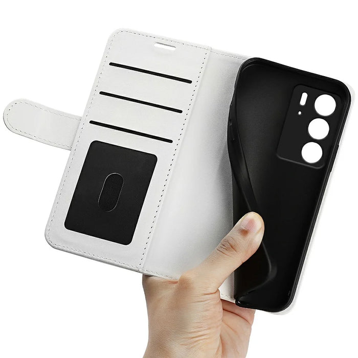 For Realme C75 4G Wallet Case Crazy Horse Texture Stand Leather Phone Cover - White - 4
