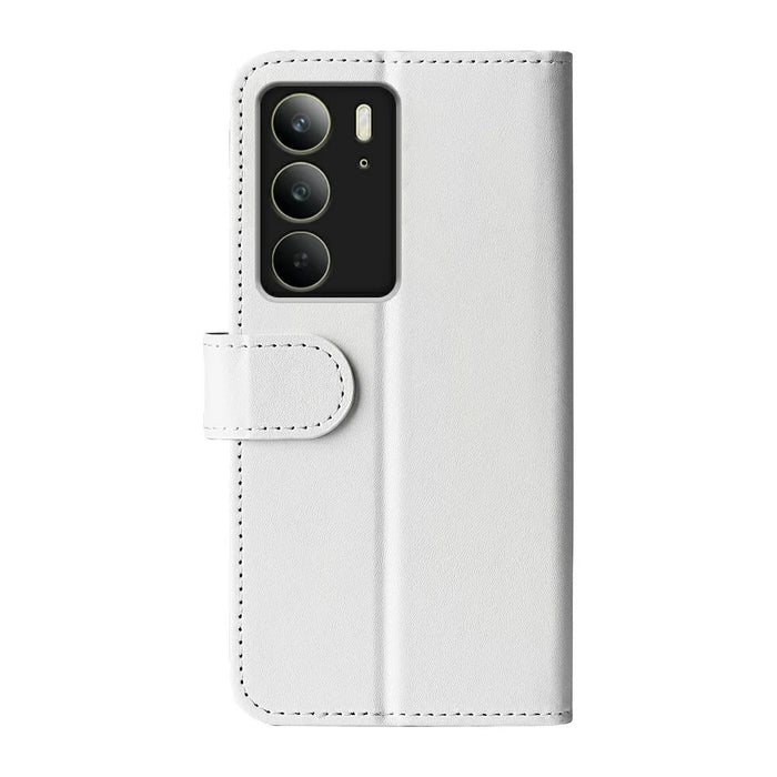 For Realme C75 4G Wallet Case Crazy Horse Texture Stand Leather Phone Cover - White - 6