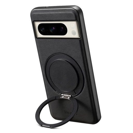 DENIOR A14 For Google Pixel 8 Pro Magnetic Case Rotary Kickstand Leather PC TPU Phone Cover - Black - 2