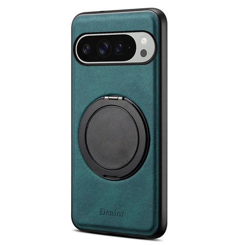DENIOR A14 For Google Pixel 9 Pro XL Magnetic Case Rotary Kickstand Leather PC TPU Phone Cover - Blue - 1