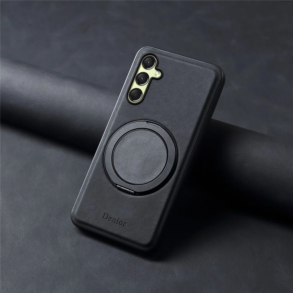 DENIOR A14 For Samsung Galaxy A16 5G / 4G Magnetic Case Rotary Kickstand Leather PC TPU Phone Cover - Black - 7