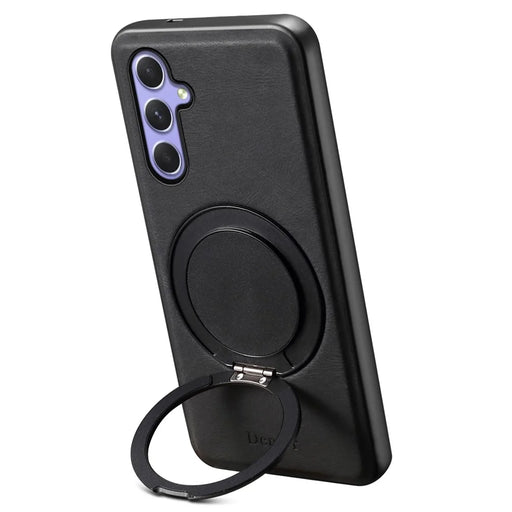 DENIOR A14 For Samsung Galaxy A35 5G Magnetic Case Rotary Kickstand Leather PC TPU Phone Cover - Black - 2