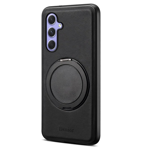 DENIOR A14 For Samsung Galaxy A55 5G Magnetic Case Rotary Kickstand Leather PC TPU Phone Cover - Black - 1