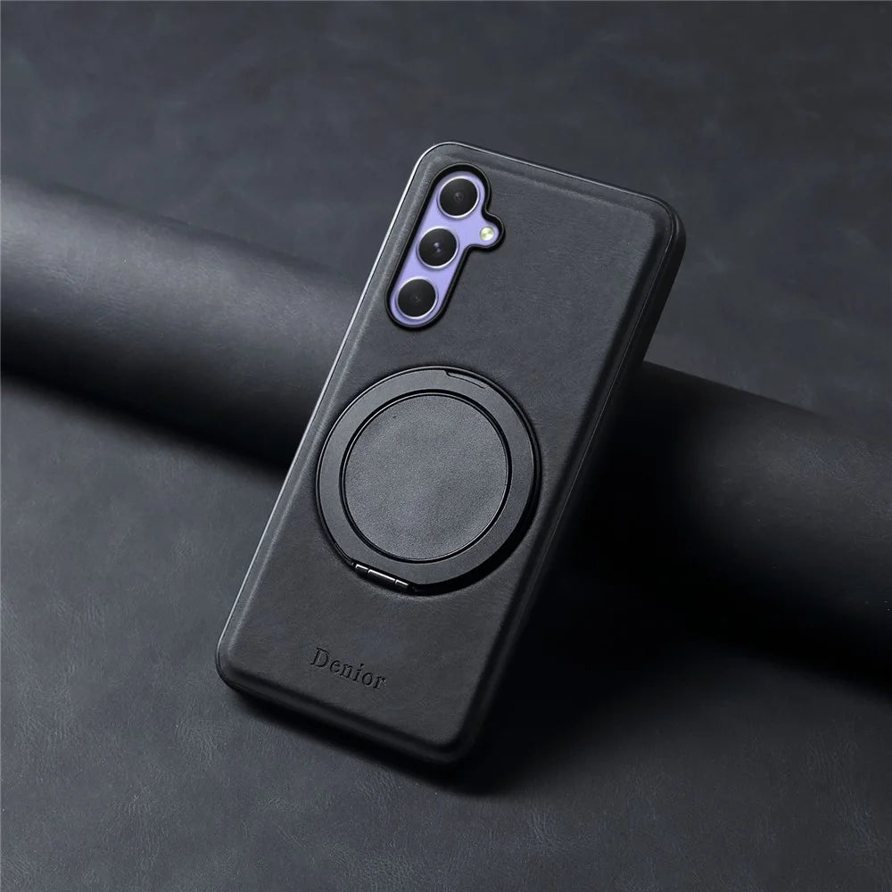 DENIOR A14 For Samsung Galaxy A55 5G Magnetic Case Rotary Kickstand Leather PC TPU Phone Cover - Black - 7