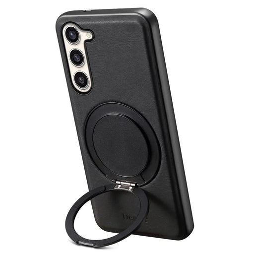 DENIOR A14 For Samsung Galaxy S23+ Magnetic Case Rotary Kickstand Leather PC TPU Phone Cover - Black - 2