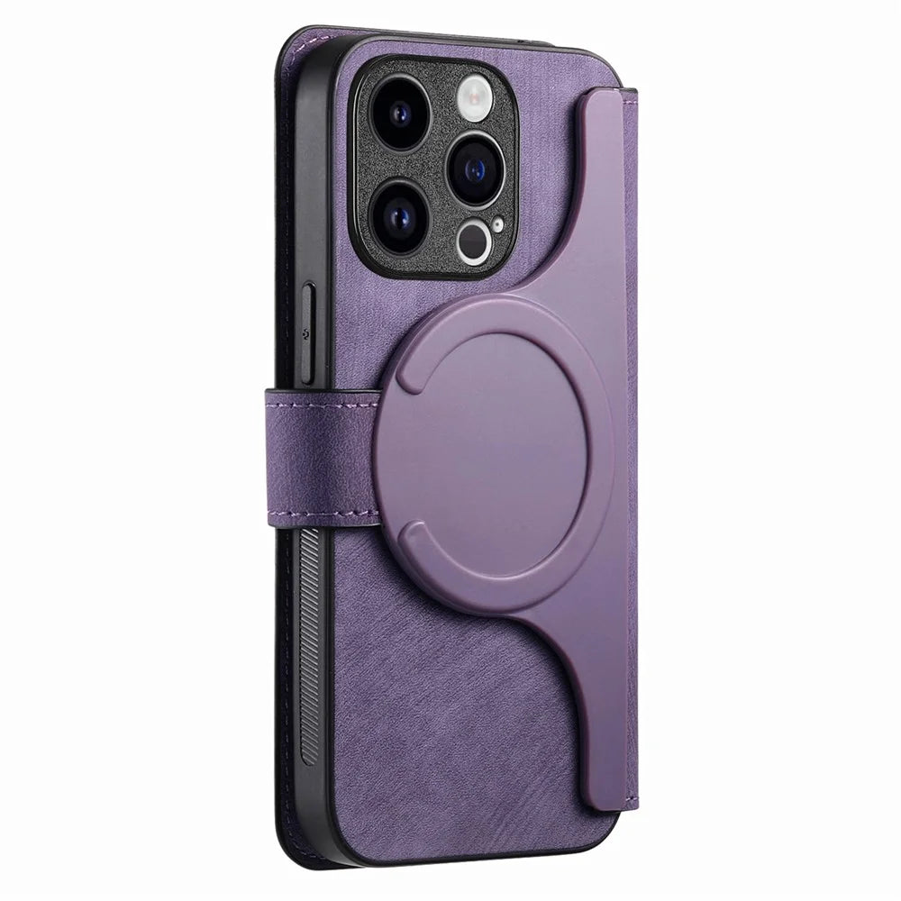 CASENEO For iPhone 14 Pro Max Magnetic Case  Detachable Leather Phone Wallet Cover - Purple - 3