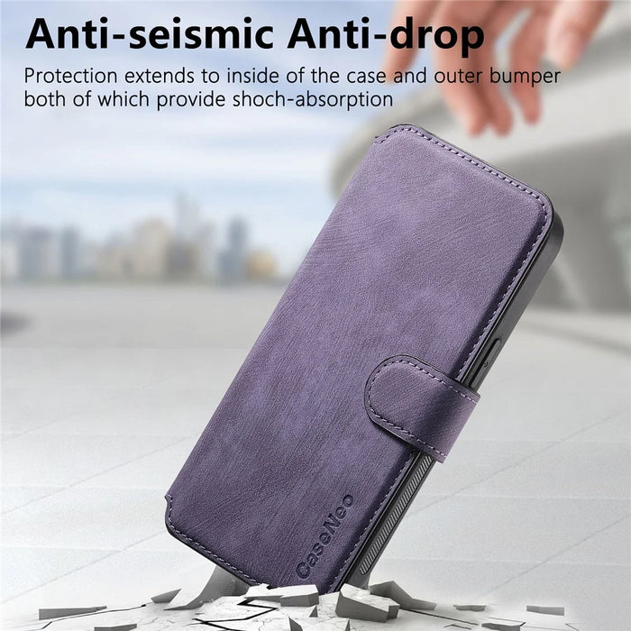 CASENEO For iPhone 14 Pro Max Magnetic Case  Detachable Leather Phone Wallet Cover - Purple - 4