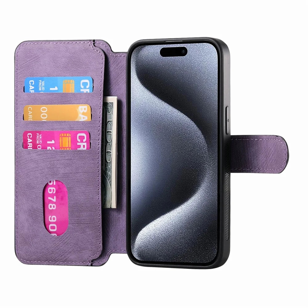 CASENEO For iPhone 14 Pro Max Magnetic Case  Detachable Leather Phone Wallet Cover - Purple - 5