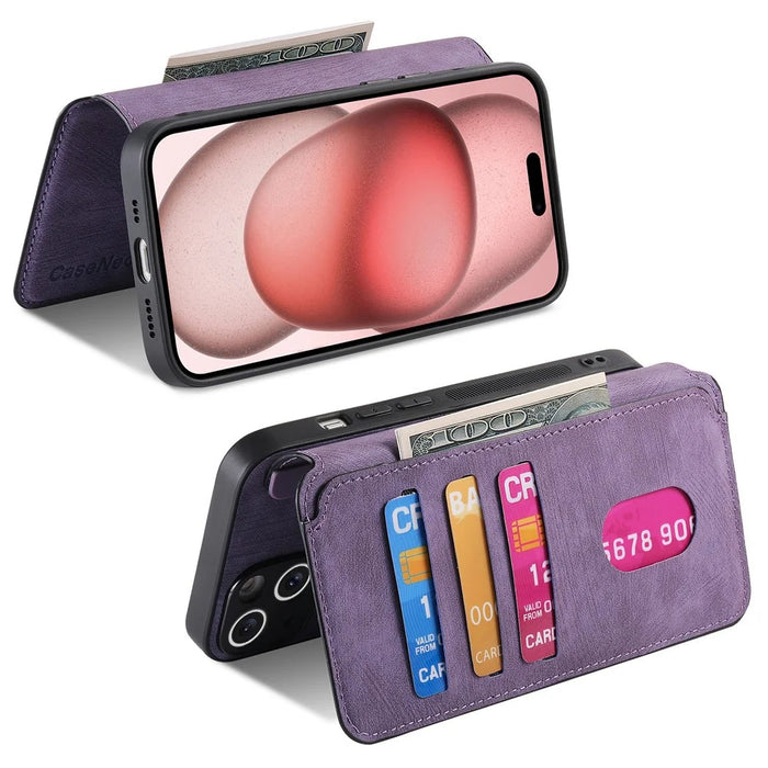 CASENEO For iPhone 14 Plus Magnetic Case  Detachable Leather Phone Wallet Cover - Purple - 3