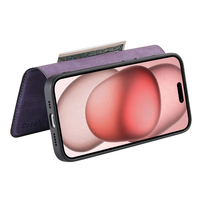 CASENEO For iPhone 14 Plus Magnetic Case  Detachable Leather Phone Wallet Cover - Purple - 6