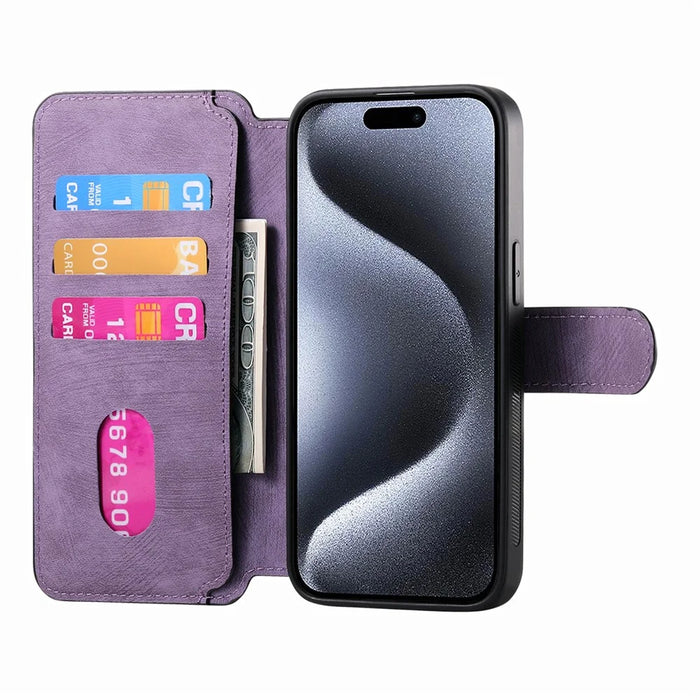 CASENEO For iPhone 15 Pro Max Magnetic Case  Detachable Leather Phone Wallet Cover - Purple - 4