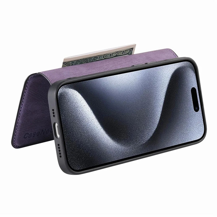 CASENEO For iPhone 15 Pro Max Magnetic Case  Detachable Leather Phone Wallet Cover - Purple - 5