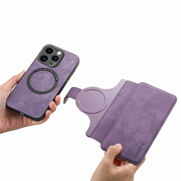 CASENEO For iPhone 15 Pro Max Magnetic Case  Detachable Leather Phone Wallet Cover - Purple - 7