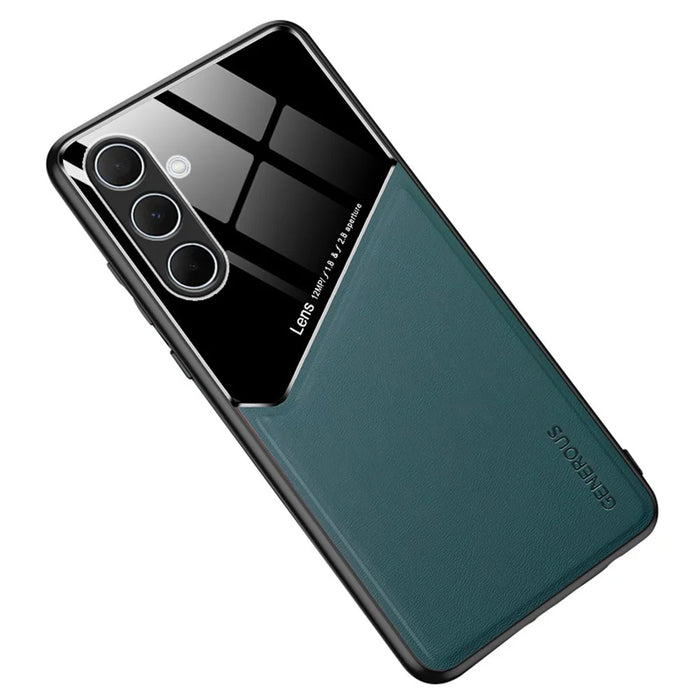 For Samsung Galaxy A36 5G Case Leather Coated PC+TPU Phone Back Cover - Green - 1