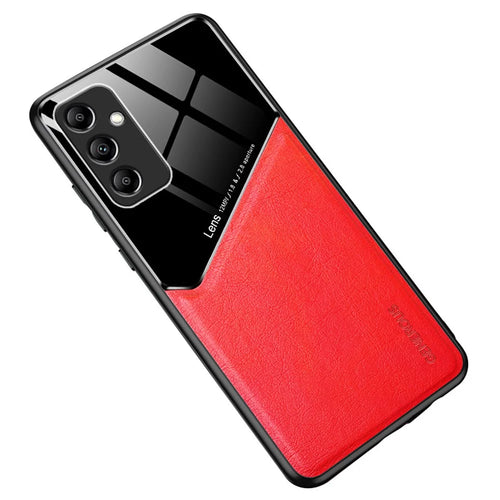 For Samsung Galaxy S25+ Case Leather Coated PC+TPU Phone Back Cover - Red - 1
