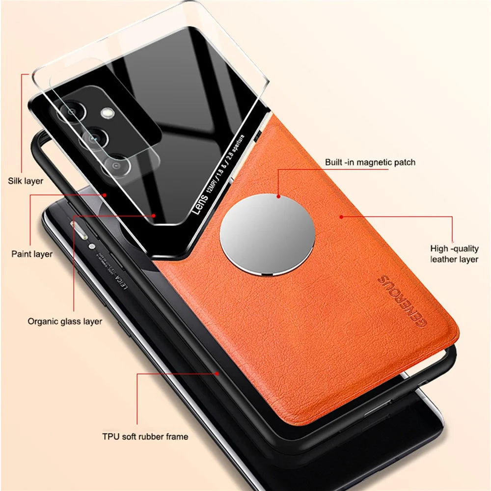 For Samsung Galaxy S25+ Case Leather Coated PC+TPU Phone Back Cover - Red - 4