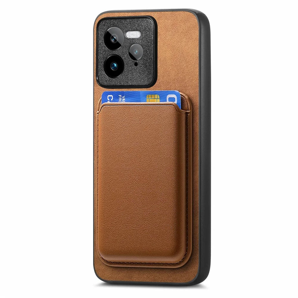 For Realme GT 7 Pro 5G Case Detachable Magnetic Card Bag Leather Phone Back Cover - Brown - 2