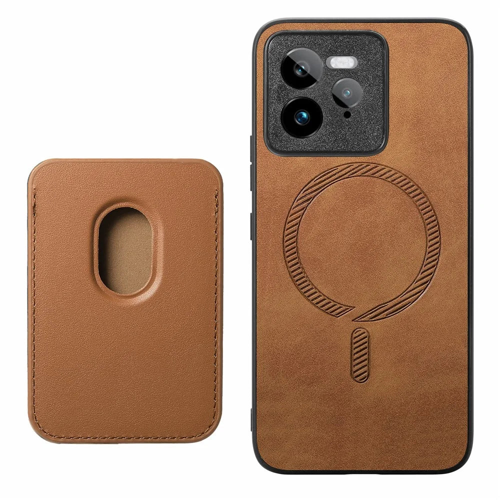 For Realme GT 7 Pro 5G Case Detachable Magnetic Card Bag Leather Phone Back Cover - Brown - 5