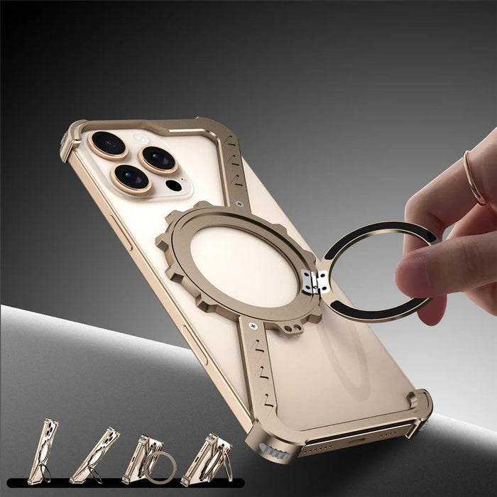 For iPhone 16 Pro Max Kickstand Case Compatible with MagSafe Z Shape Bumper Phone Cover - Black - 4