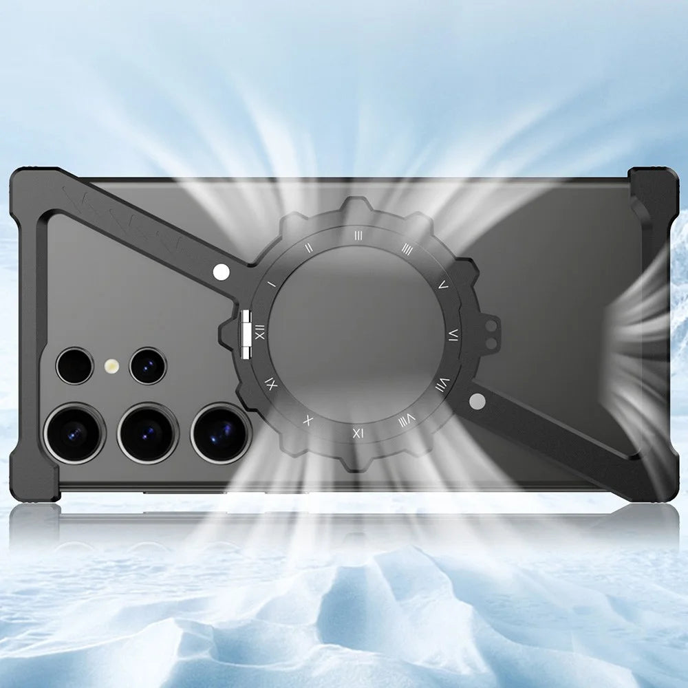 For Samsung Galaxy S24 Ultra Kickstand Magnetic Case Z Shape Bumper Phone Cover - Black - 7
