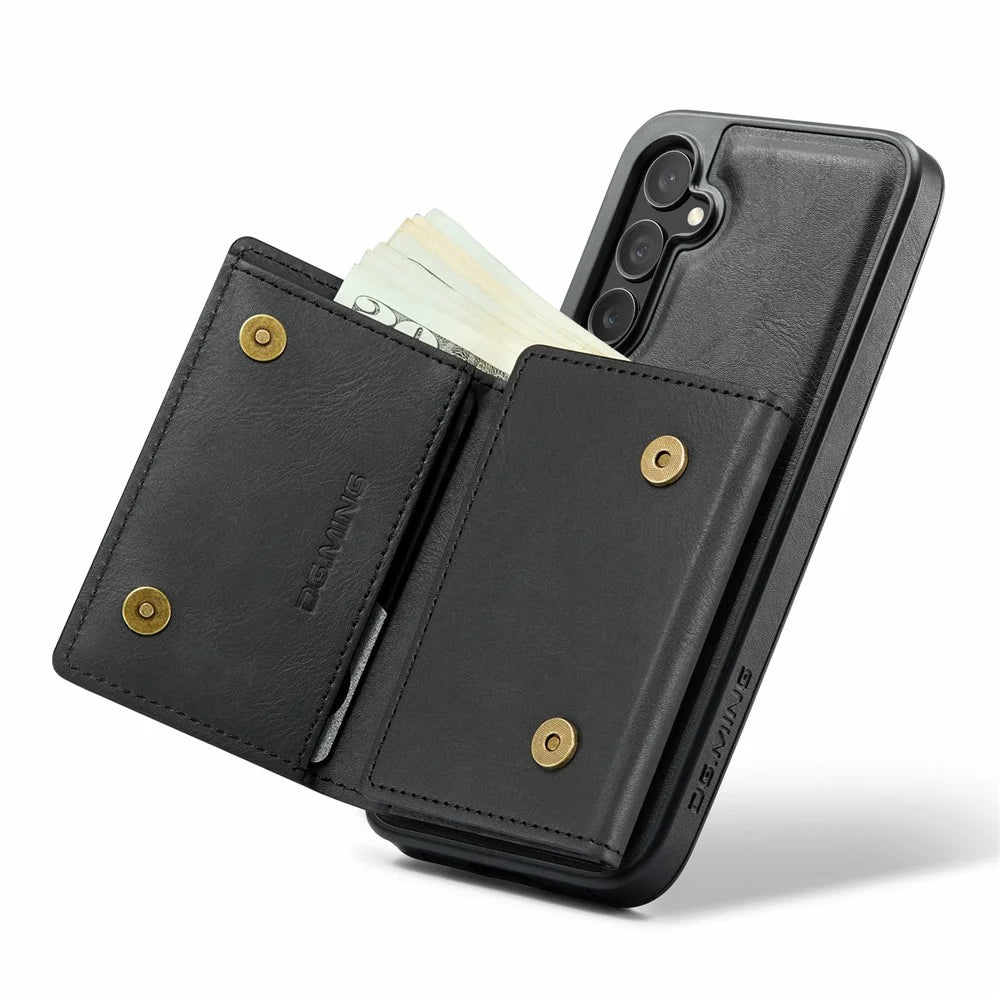 DG.MING M6 Series For Samsung Galaxy S24 FE Case Magnetic Wallet PU + PC + TPU Phone Cover - Black - 3