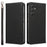 For Samsung Galaxy A56 5G Case Magnetic Litchi Texture Wallet Leather Phone Cover with Wrist Strap - Black - 1