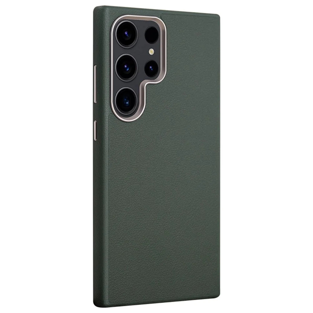 X-LEVEL For Samsung Galaxy S25 Ultra Case PU Leather Hard PC Back Phone Cover - Green - 1
