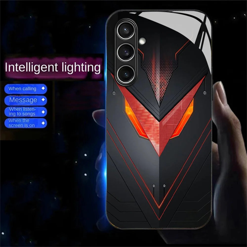 For Samsung Galaxy S25 Case Call Flash Series Pattern Printing Tempered Glass + TPU Phone Cover - Red Triangle Armor - 2